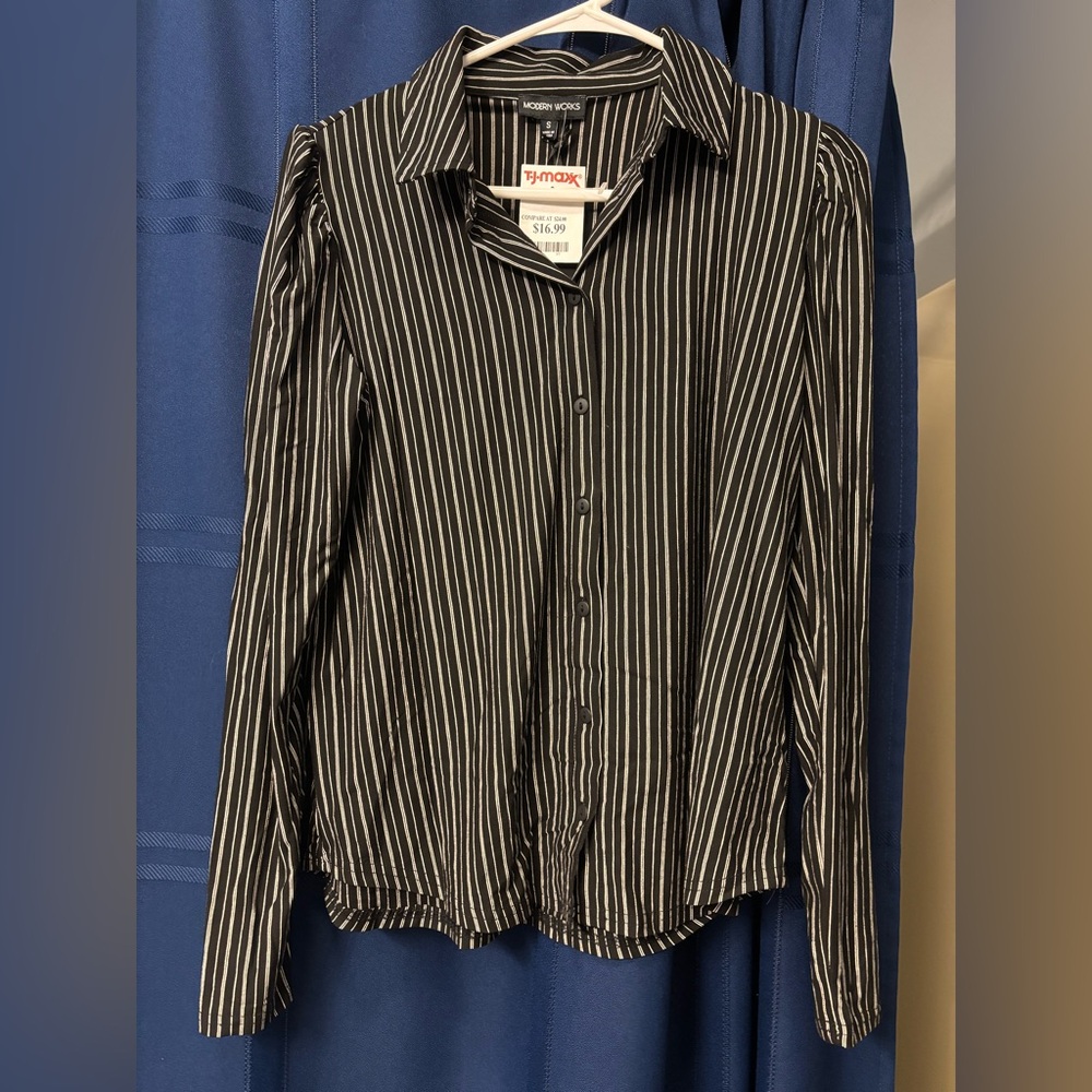 Black and White Striped Blouse